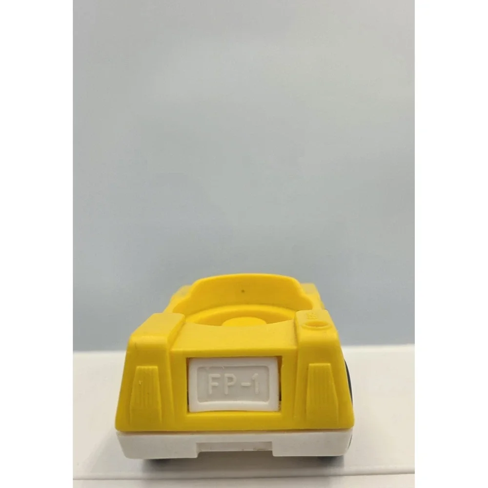 Vtg Fisher Price Little People Yellow & White One Seater Black Tires Car Plastic